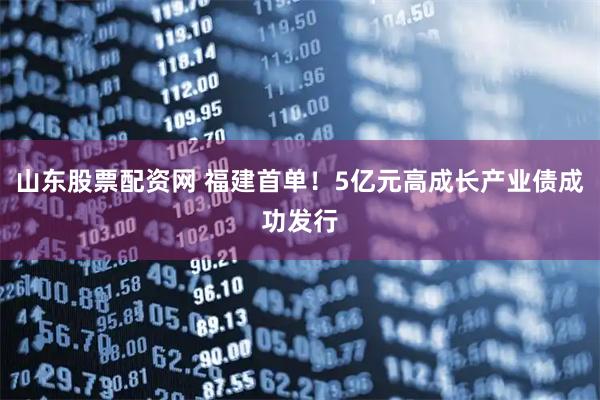 山东股票配资网 福建首单！5亿元高成长产业债成功发行